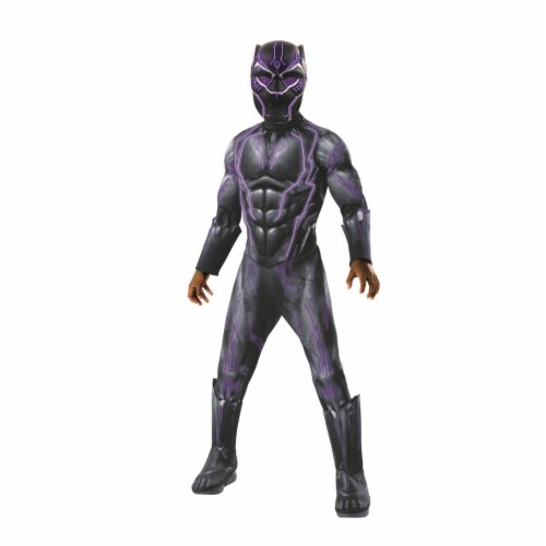 Rubies 276706 Marvel Black Panther Movie Super Deluxe Boys Light Up Black Panther Costume - L Perspective: front