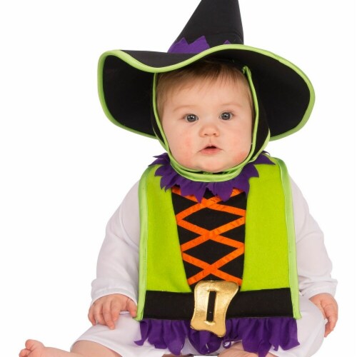 Rubies 278645 Halloween Baby Witch Bib & Hat Costume - One Size Perspective: front