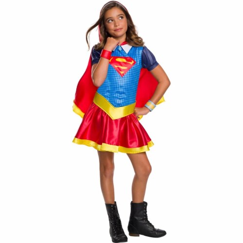 Rubie's DC Super Hero Girls Hoodie Dress Childrens Costume, Supergirl, Large Perspective: front