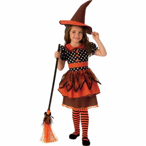 Rubies 278932 Halloween Girls Polka Dot Witch Costume - Medium Perspective: front