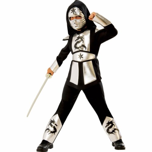 Rubies 278998 Halloween Boys Silver Dragon Ninja Costume - Small Perspective: front