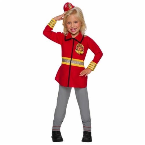 Rubies 279075 Halloween Girls Barbie Firefighter Costume - Medium Perspective: front