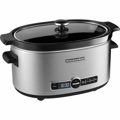 KitchenAid Slow Cooker with Solid Glass Lid - Stainless Steel Perspective: front