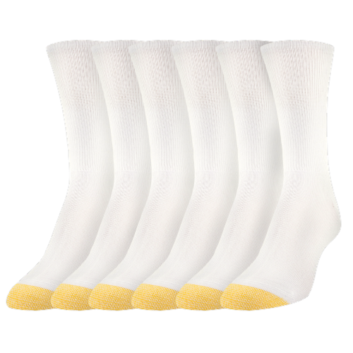 Gold Toe 6pk Ultra Soft Crew White Perspective: front
