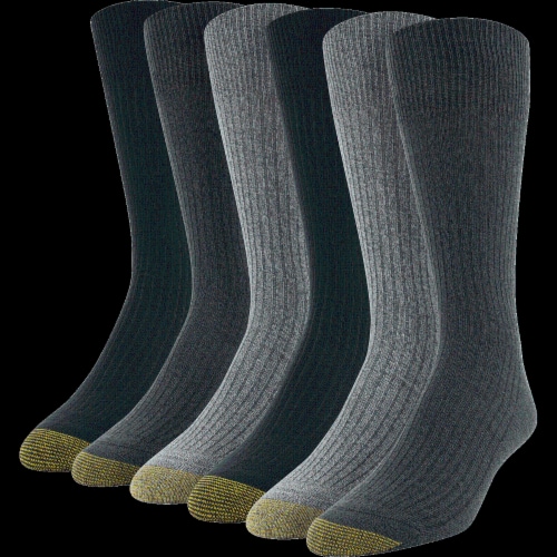 Gold Toe Stanton Men's Black Crew Socks - L Perspective: front