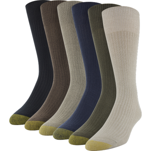 Gold Toe Stanton Men's Brown/Blue/Black Crew Socks - L Perspective: front