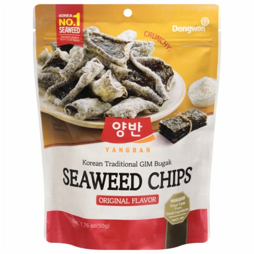 Yang Ban Korean Traditional Original Flavor Seaweed Chips Perspective: front