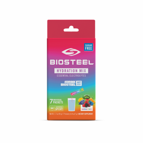 BioSteel Sugar Free Rainbow Twist Hydration Mix Perspective: front