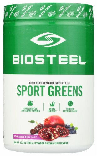 BioSteel Pomegranate Berry Sport Greens Powder Dietary Supplement Perspective: front