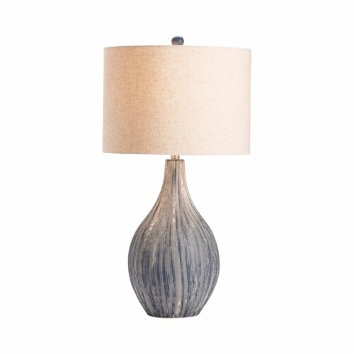 Crestview Collection Dillon Ceramic Table Lamp in Blue Perspective: front