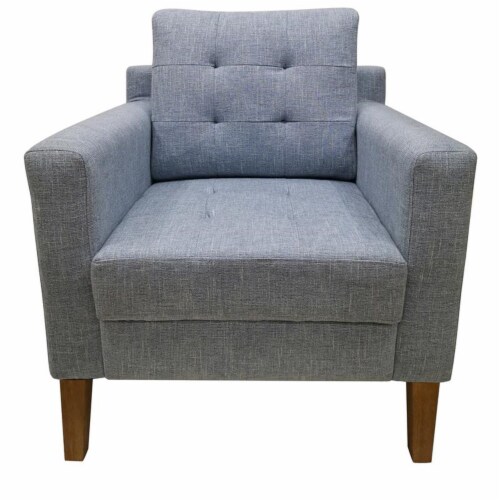 Crestview Collection Wood & Polyester Upholstery Decatur Accent Chair in Blue Perspective: front