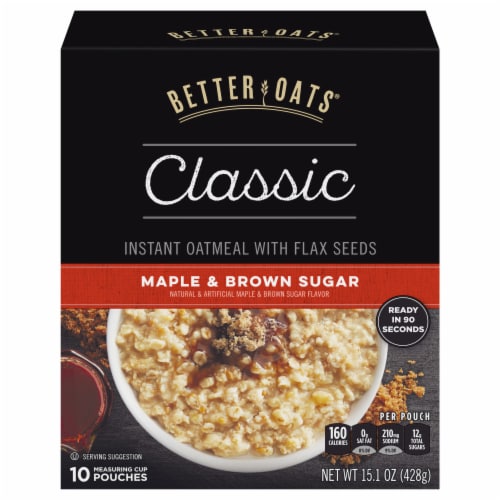 Better Oats Classic Maple & Brown Sugar Instant Oatmeal Perspective: front