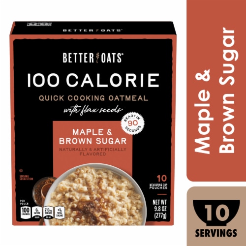 Better Oats 100 Calories Maple & Brown Sugar Instant Oatmeal with Flax  Seeds,60 Count