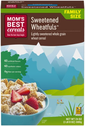 Mom's Best Sweetened Wheatfuls Family Size Cereal Perspective: front