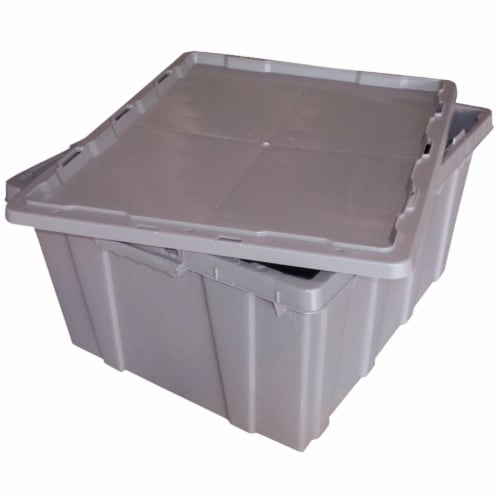 Normile 24 In. x 20 In. x 12 In. Gray Plastic Storage Tote TOTE BOX-GREY Perspective: front