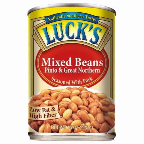 Luck's® Pinto & Great Northern Mixed Beans Seasoned with Pork Perspective: front