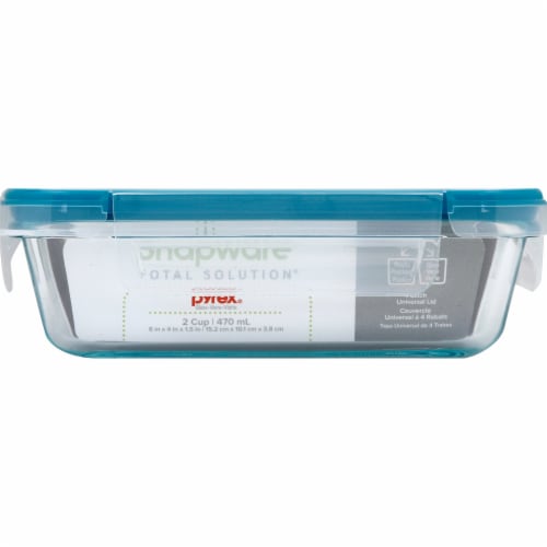 Snapware® Total Solution® Pyrex® Glass Rectangle Container with Lid - Blue / Clear Perspective: front