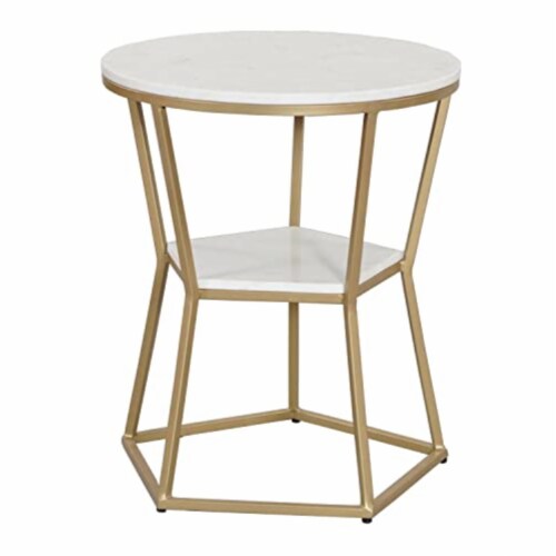 69250 Coast To Coast Accent Table Marigold White & Gold, Industrial, 1