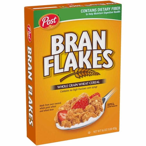 Post Bran Flakes Whole Grain Wheat Cereal, 16 Ounce -- 12 per case. Perspective: front