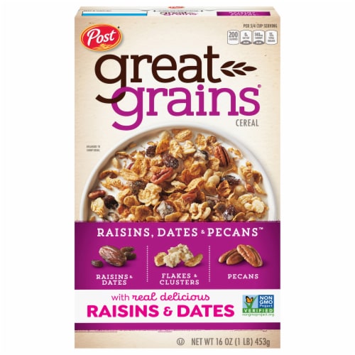Post® Great Grains® Raisins Dates & Pecans Cereal Perspective: front