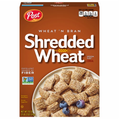 Post® Wheat 'N Bran, Shredded Wheat Cereal Perspective: front
