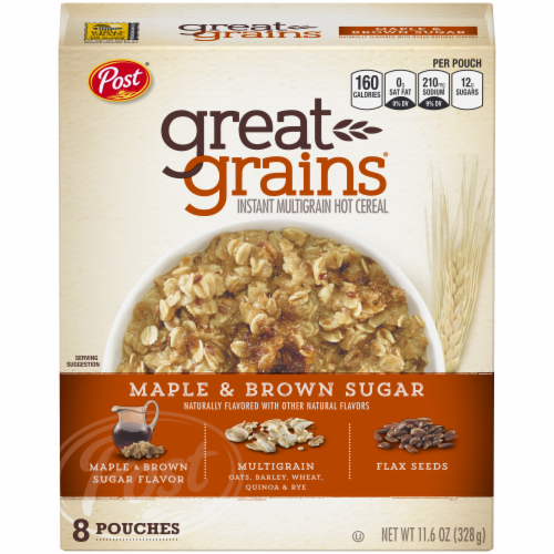 Post Great Grains Maple & Brown Sugar Instant Multigrain Hot Cereal Perspective: front