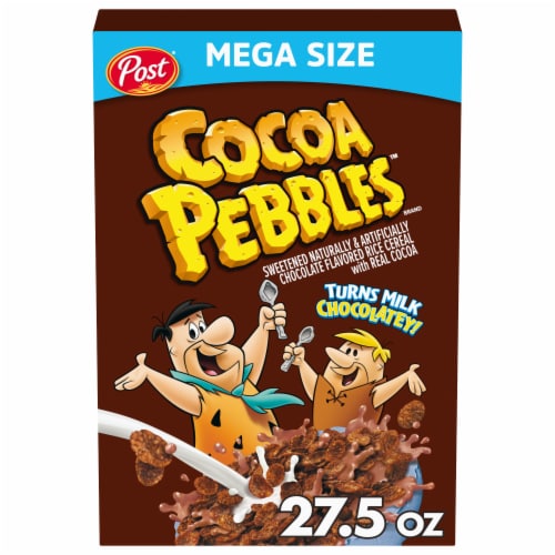 Post® Cocoa Pebbles Mega Size Chocolate Cereal Perspective: front