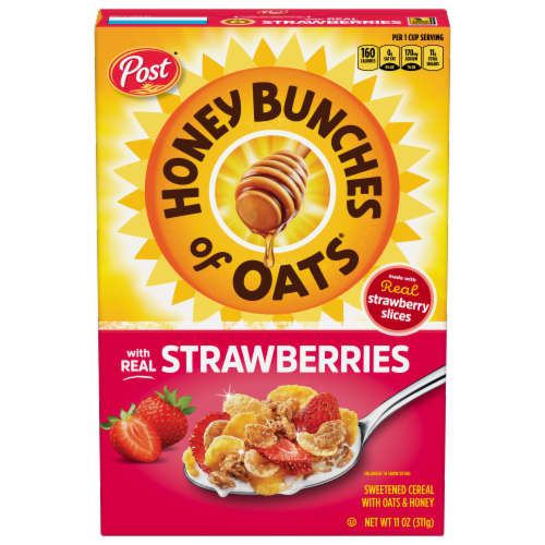 Post® Honey Bunches of Oats with Real Strawberries Cereal Perspective: front