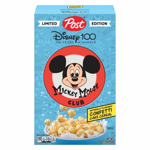 Post® Mickey Mouse Club Confetti Cake Cereal Perspective: front