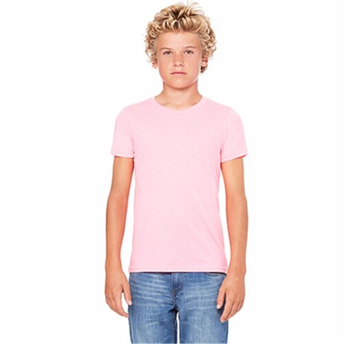 Bella 3001Y Youth Jersey Short Sleeve Tee - Neon Pink- YL Perspective: front