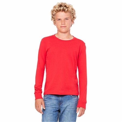 Bella 3501Y Youth Jersey Long Sleeve Tee - Red- YS Perspective: front