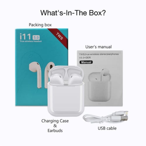 AD i11 Hi-Fi Bluetooth 5.0 Ear-Buds Noise Cancel, easy pairing & Long Battery -CHARGE CASE, 1 - Fry's Stores