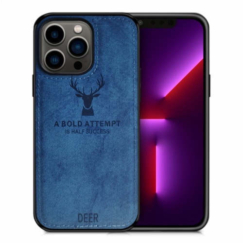 Alpha Digital Luxury Soft Texture Deer Patterned TPU Cloth Protective Case for iPhone13 Pro M Perspective: front