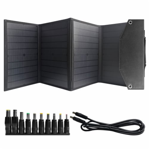 40W 18V Foldable Portable Solar Charging Panel with 3 Outputs Type-C/USB QC3.0/DC Perspective: front