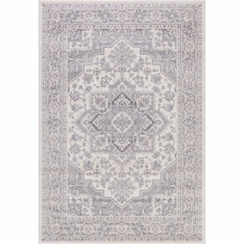 Concord Global 45425 5 ft. 3 in. x 7 ft. 7 in. Lara Heriz - Ivory, Grey Perspective: front