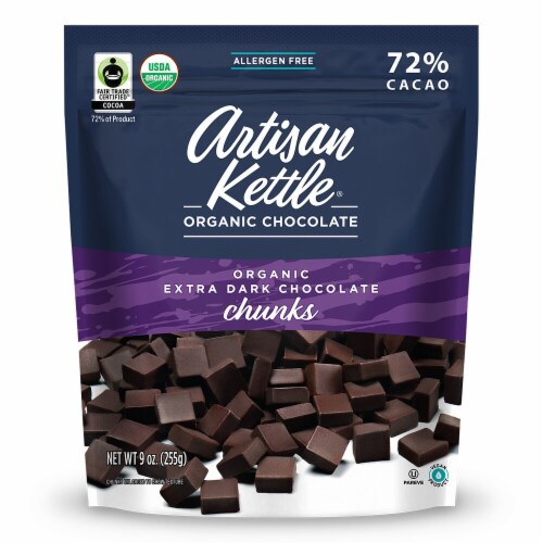 Artisan Kettle Organic Extra Dark Chocolate Chunks Perspective: front