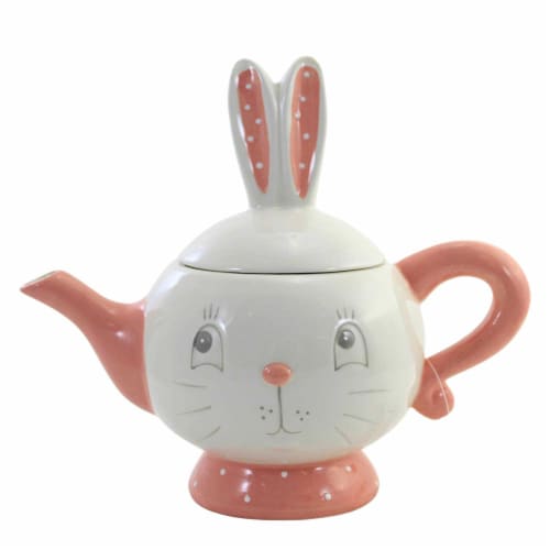 Tabletop Dottie Tea Pot Dolomite Easter Rabbit Bunny A5070 Perspective: front