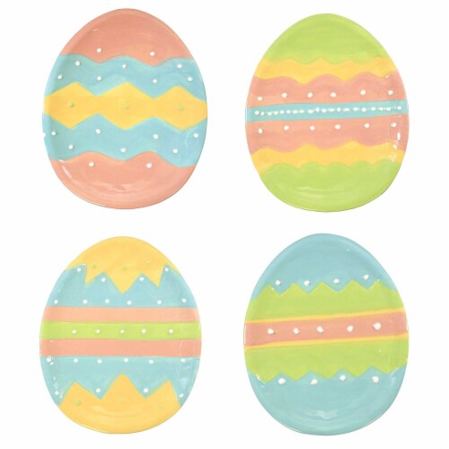 Tabletop Dottie Egg Plate Dolomite Easter Decorated St/4 A5073 Perspective: front
