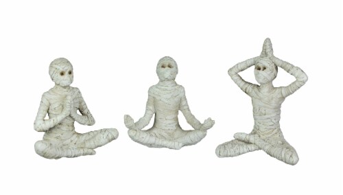 Set of 3 Zen Meditation Yoga Pose Mummy Figurines Perspective: front