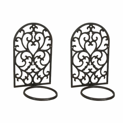 Brown Cast Iron Arch Wall Hanging Flower Pot Holder Mounted