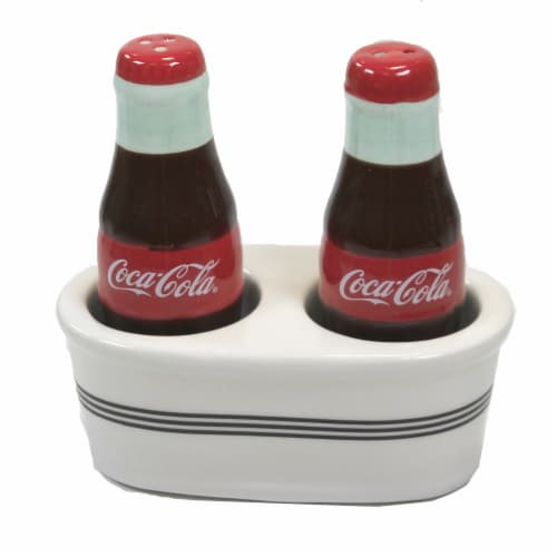 Tabletop Coca-Cola Salt And Pepper Ceramic Seasonings A3442 Perspective: front