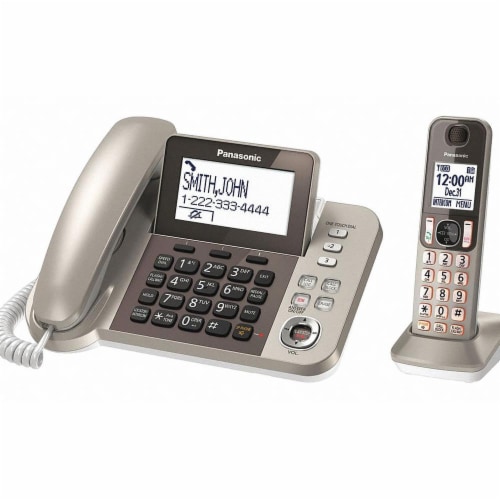 Panasonic Corded Phone and Cordless Phone - Silver/Black Perspective: front