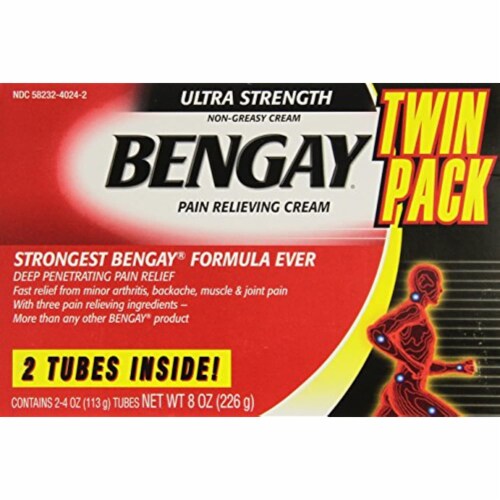 Bengay Ultra Strength Pain Relieving Cream, 2 Count, 4 Ounces Box, 8 Total Ounces Perspective: front