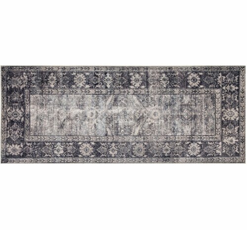 Loloi Ankara Floor Runner - Dark Gray Perspective: front