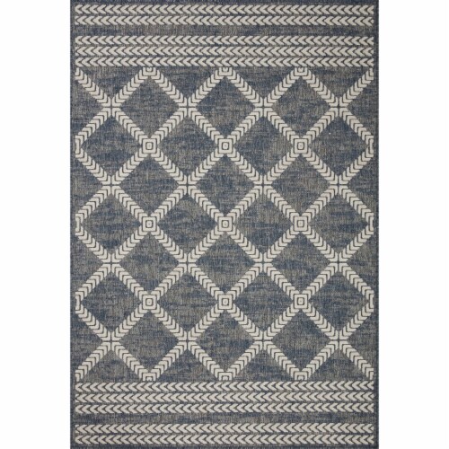RAI-05 Denim, Ivory 18  x 18  Sample Size Rug Perspective: front
