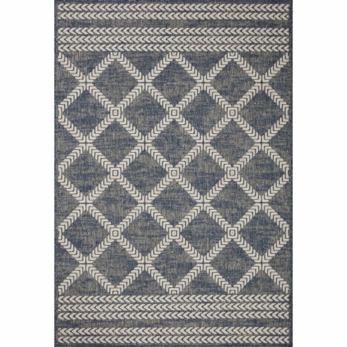 RAI-05 Denim, Ivory 5'-3  x 7'-7  Size Rug Perspective: front