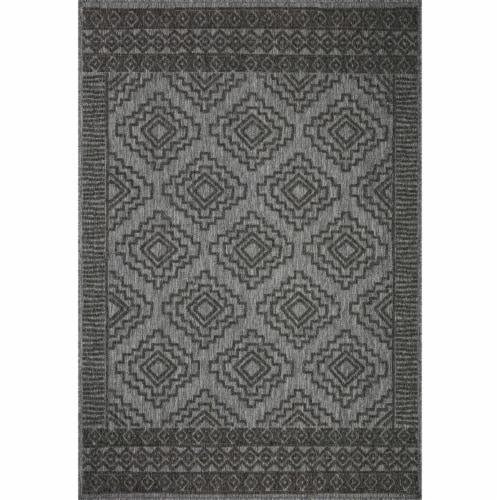 RAI-06 Grey, Charcoal 5'-3  x 7'-7  Size Rug Perspective: front