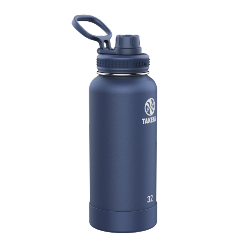 Takeya® Actives Insulated Stainless Steel Water Bottle with Spout Lid - Midnight Perspective: front