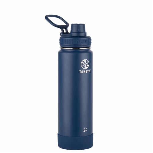 Takeya Actives Insulated Stainless Steel Spout Lid Midnight Water Bottle Perspective: front