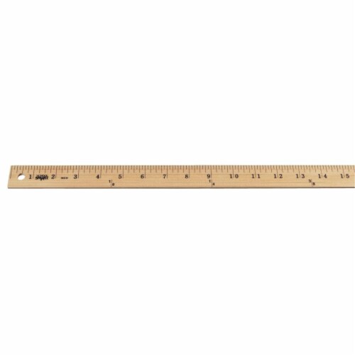 School Smart  Single Beveled Metal Edge Wood Office & Desk Ruler&#44; Pack of 12 Perspective: front